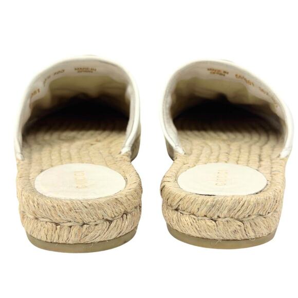 Gucci GG Logo Marmont Gold White Mattelasse‎ Espadrille Slide Flats Sandals 38.5 - Picture 5 of 11